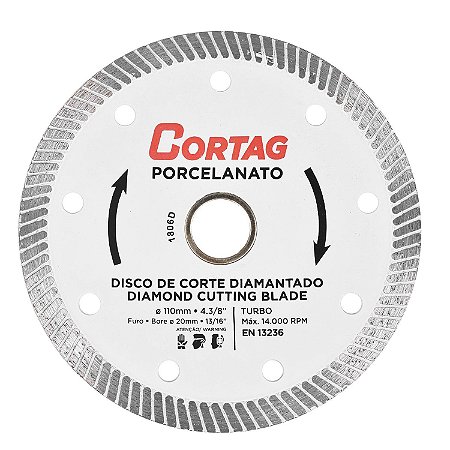 Disco Diamantado Turbo Porcelanato 110mmx20mm - CORTAG