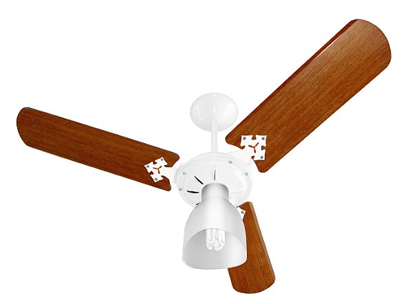 Ventilador Teto Pá Madeira Motor BRANCO 220V New Delta Light - VENTI-DELTA