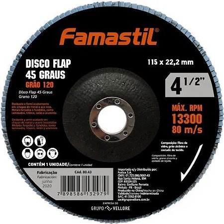 Disco Flap 45º Metal 4 1/2 x 120g - FAMASTIL