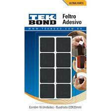 Feltro Quadrado Preto 22mm Cartela 16 Unidades - TEKBOND