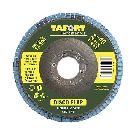 Disco Flap Óxido de Alumínio 115mm Gr40 - TAFORT