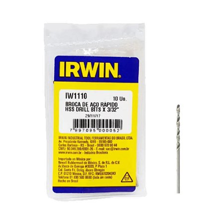 Broca Aço Rápido 3/32 Pct C/ 10 - IRWIN