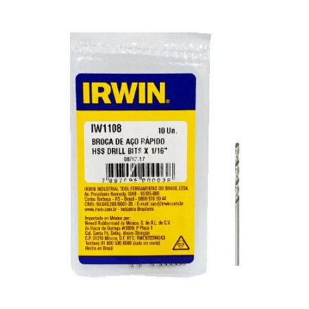 Broca Aço Rápido 1/16 Pct C/ 10 - IRWIN