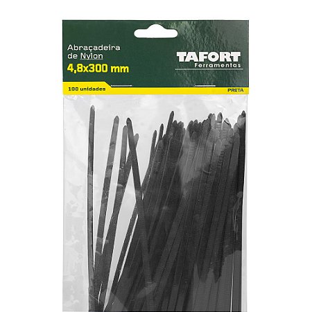 Abraçadeiras Nylon 300X4,8 Preta (100pcs) - TAFORT