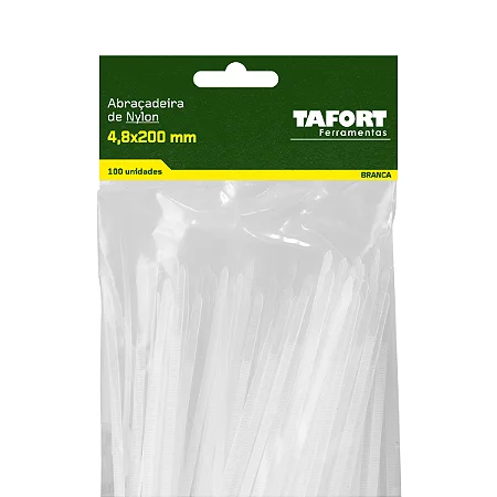 Abraçadeiras Nylon 200X4,8 Branca (100pcs) - TAFORT