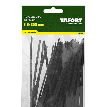 Abraçadeiras Nylon 250X3,6 Preta (100pcs) - TAFORT