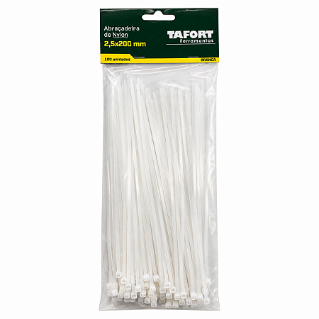 Abraçadeiras Nylon 200X2,5 Branca (100pcs) - TAFORT