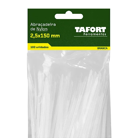 Abraçadeiras Nylon 150X2,5 Branca (100pcs) - TAFORT