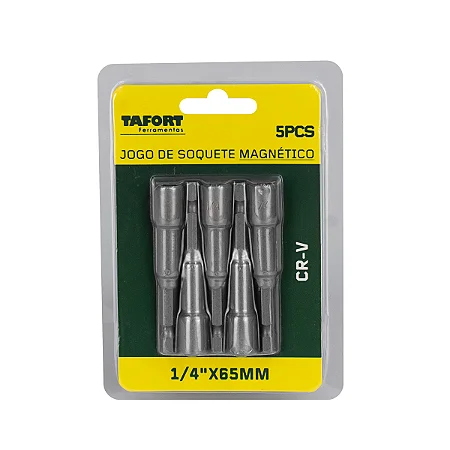 Jogo Soquete Magnético 1/4''x65mm (5 peças) - TAFORT