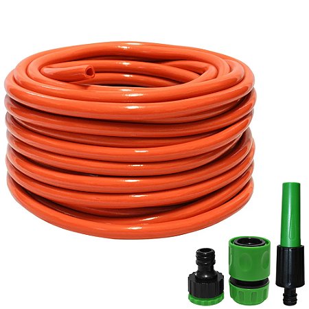 Kit Mangueira Jardim Flexível Pura Laranja 1/2 X 2mm 15M - TAFORT