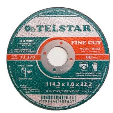Disco de Corte 4.1/2" 114,3x1,0x22,2mm T41 - TELSTAR
