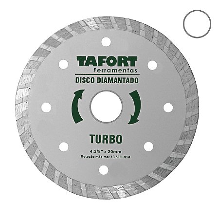 Disco Diamantado Turbo 4.3/8 Pol (110mm x 22,23mm) -Anel Redução 20mm TAFORT