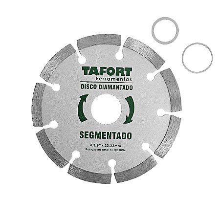 Disco Diamantado Segmentado 4.3/8 Pol ( (110mm x 22,23mm) -Anel Redução 20mm) - TAFORT