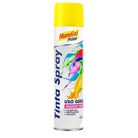 Tinta Spray Uso Geral Amarelo 400ml - MUNDIAL PRIME
