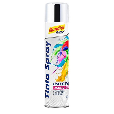 Tinta Spray Metálica Cromado 400ml - MUNDIAL PRIME