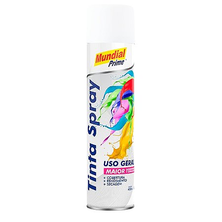 Tinta Spray 400ml Uso Geral Branco Fosco - MUNDIAL PRIME