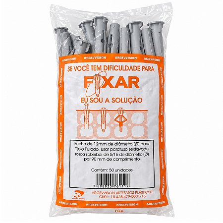 Bucha Cinza N12 Para Tijolo Furado (50Pcs) - FIXAR