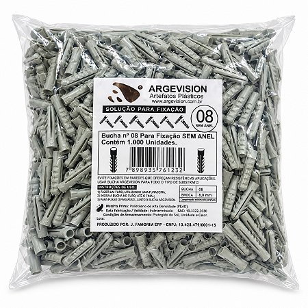 Bucha Comum Sem Anel 8 (1000Pcs) - FIXAR