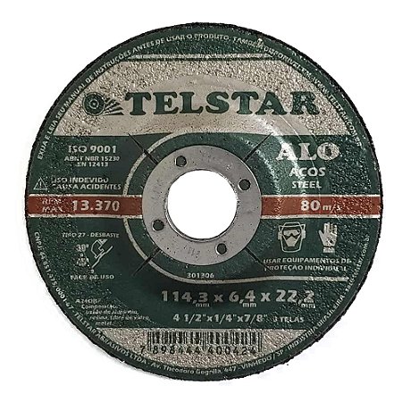 Disco Desbaste 4.1/2" 114,3x6,4x22,2mm 3T - TELSTAR