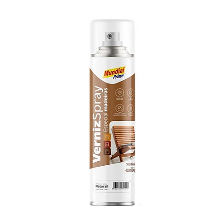 Tinta Spray Verniz Madeira Incolor 400ml  - MUNDIAL PRIME