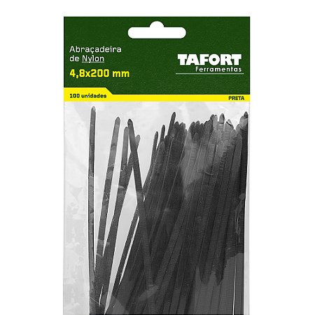 Abraçadeiras Nylon 200X4,8 Preta (100pcs) - TAFORT