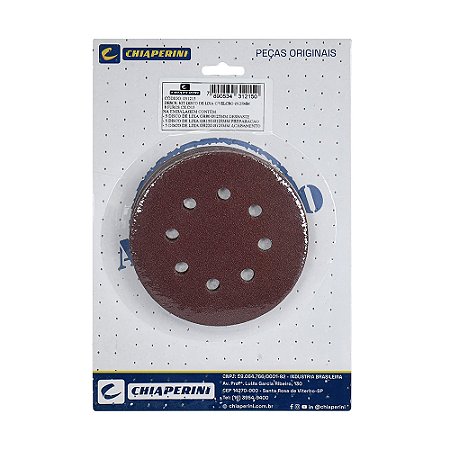 Kit Disco De Lixa C/ Velcro 125mm 8 Furos C/15 - CHIAPERINI
