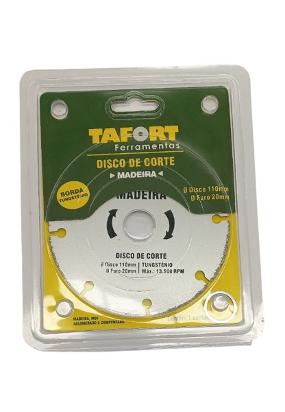 Disco De Corte Tungstênio Para Madeira (110mm x 20mm) - TAFORT