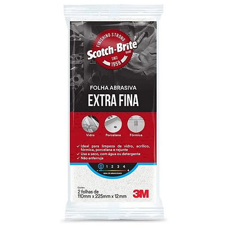 Folha Abrasiva Scotch-Brite Extra Fina 110x225 Emb C/ 2FL - 3M