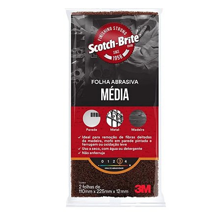 Folha Abrasiva Scotch-Brite Média 110x225 Emb C/ 2FL - 3M