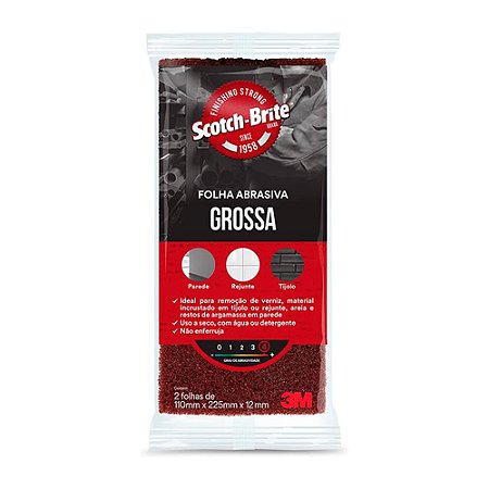 Folha Abrasiva Scotch-Brite Grossa 110x225 Emb C/ 2FL - 3M