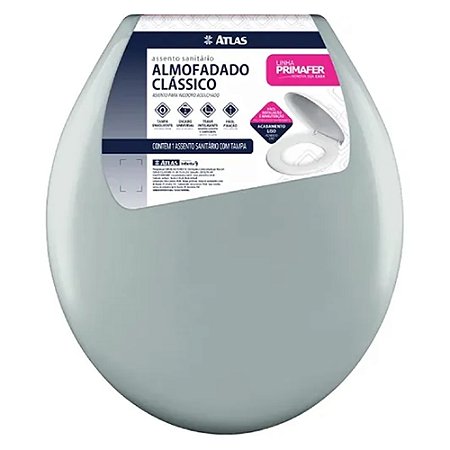 Assento Sanitário Almofadado Clássico Cinza (PR1063-5) - ATLAS