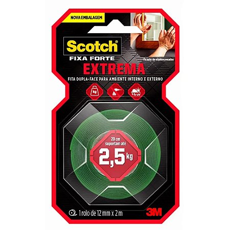 Fita Dupla Face Fixa Forte Extreme Scoth 12mmX2m - 3M