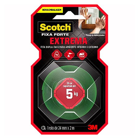 Fita Dupla Face Fixa Forte Extreme Scoth 24mmX2m - 3M