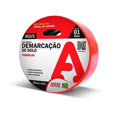 Fita Adesiva Demarcação de Solo 852I/S 50mmX15m Vermelha - ADERE