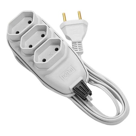 Extensão Compacta Com Cordão Paralelo 10M 2P 10A Cinza - ILUMI