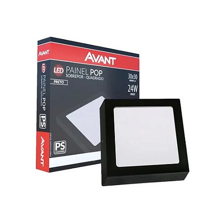 Luminária Led Pop Sobrepor Quadrado Preta 24W 6500K BIV - AVANT