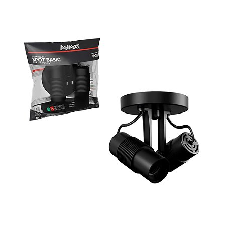 Spot De Sobrepor Basic P/ 2 Lâmpadas E27 Preto Fosco - AVANT