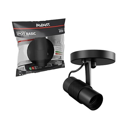 Spot De Sobrepor Basic P/ 1 Lâmpada E27 Preto Fosco - AVANT