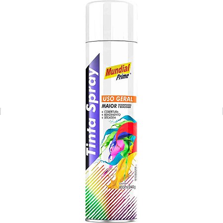 Tinta Spray Uso Geral Branco Semi Brilho 400ml - MUNDIAL PRIME