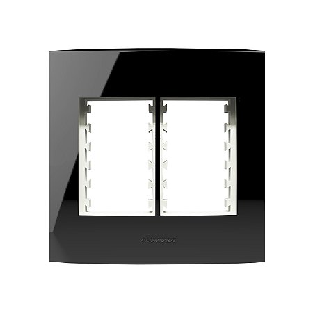 Placa 4X4 6 Módulos C/ Suporte Preta Inova Pro Class - ALUMBRA