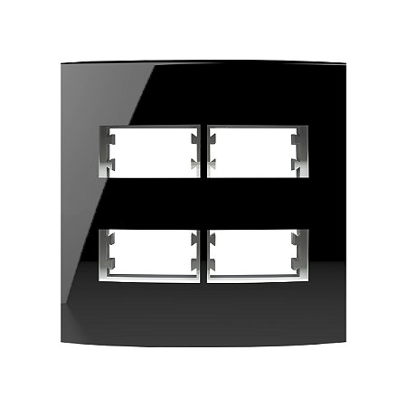 Placa 4X4 4 Módulos Separados C/ Suporte Preta Inova Pro Class - ALUMBRA