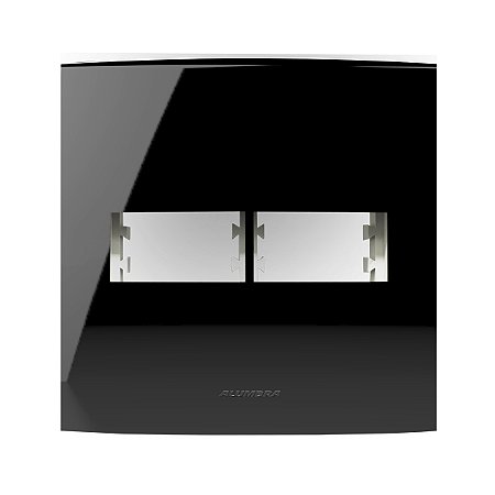 Placa 4X4 2 Módulos Separados C/ Suporte Preta Inova Pro Class - ALUMBRA
