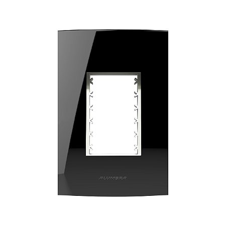 Placa 4X2 3 Módulos C/ Suporte Preta Inova Pro Class - ALUMBRA