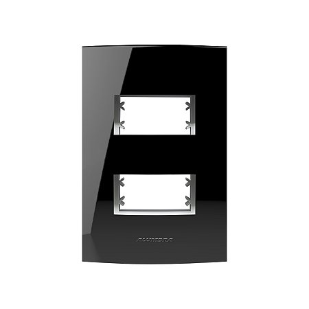 Placa 4X2 2 Módulos Separados C/ Suporte Preta Inova Pro Class - ALUMBRA