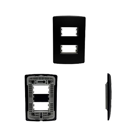 Placa 4X2 2 Módulos Separados C/ Suporte Preta Siena Matte - ALUMBRA