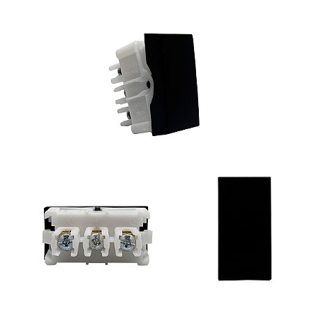 Módulo Interruptor Simples 10A 250V Preto Siena Matte - ALUMBRA