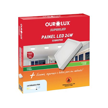 Luminária Led Sobrepor Quadrada ABS 24W 6500K BIV - OUROLUX