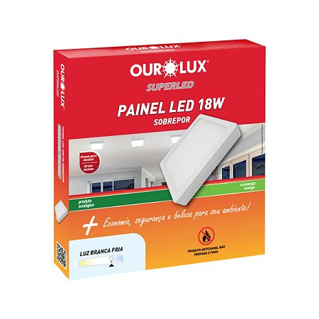 Luminária Led Sobrepor Quadrada ABS 18W 6500K BIV - OUROLUX