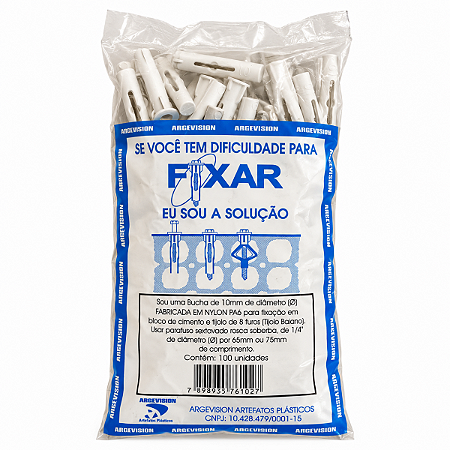 Bucha Nylon N10 Para Tijolo Furado Pct C/100 - FIXAR