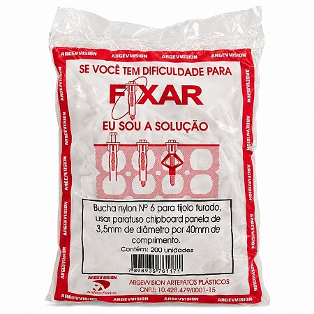 Bucha Nylon N6 Para Tijolo Furado Pct C/200 - FIXAR